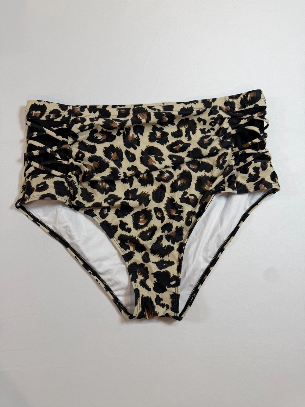 High-Waist Leopard Print‎ Swimwear- Beige & Black 18W